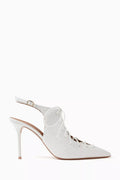 Alessandra 85 Lace-up Pumps in Croc-embossed Leather