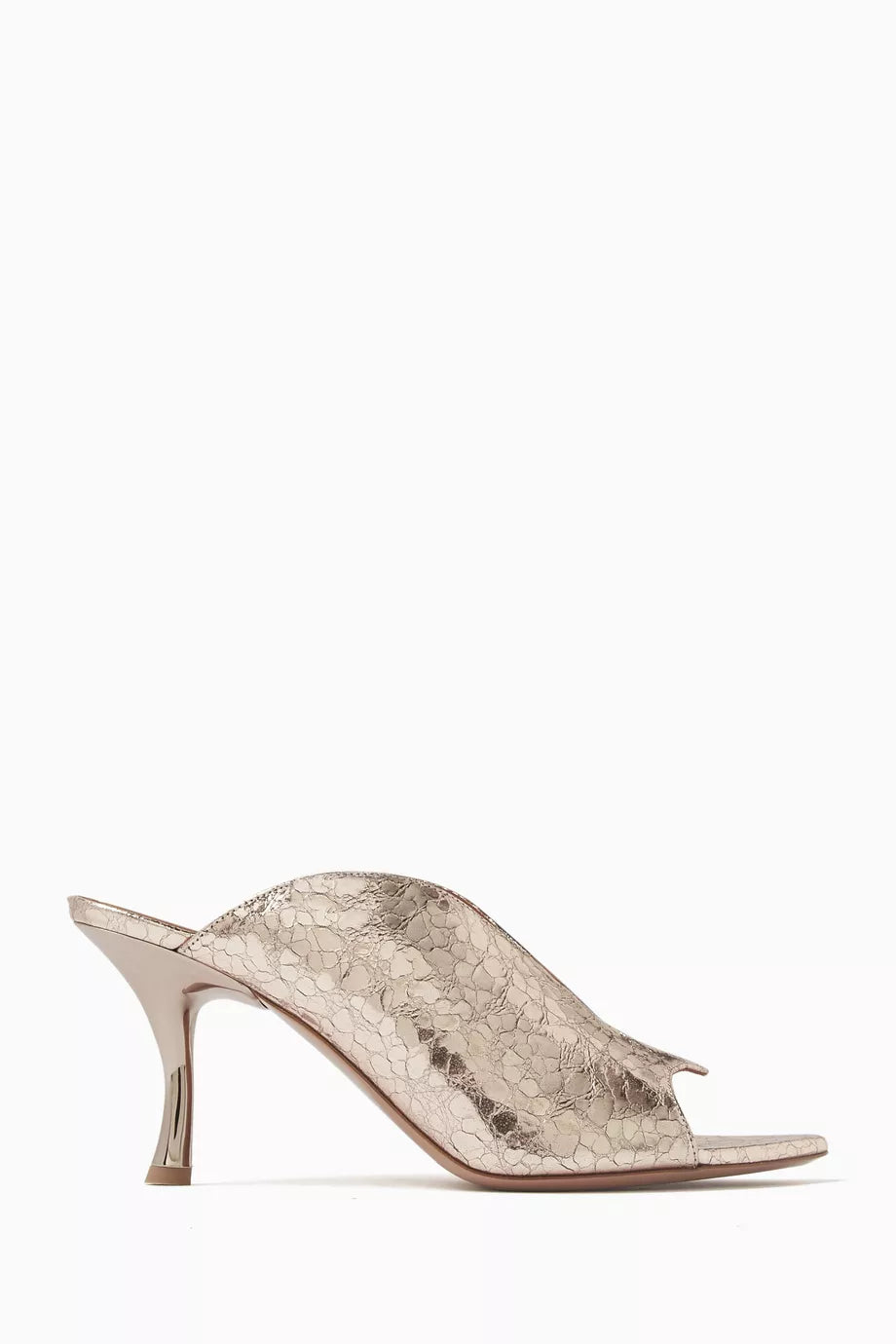 Henri 70 Mule Sandals in Cracked Mirror Leather