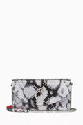 Loubi54 Clutch in Snake-embossed Metallic Leather