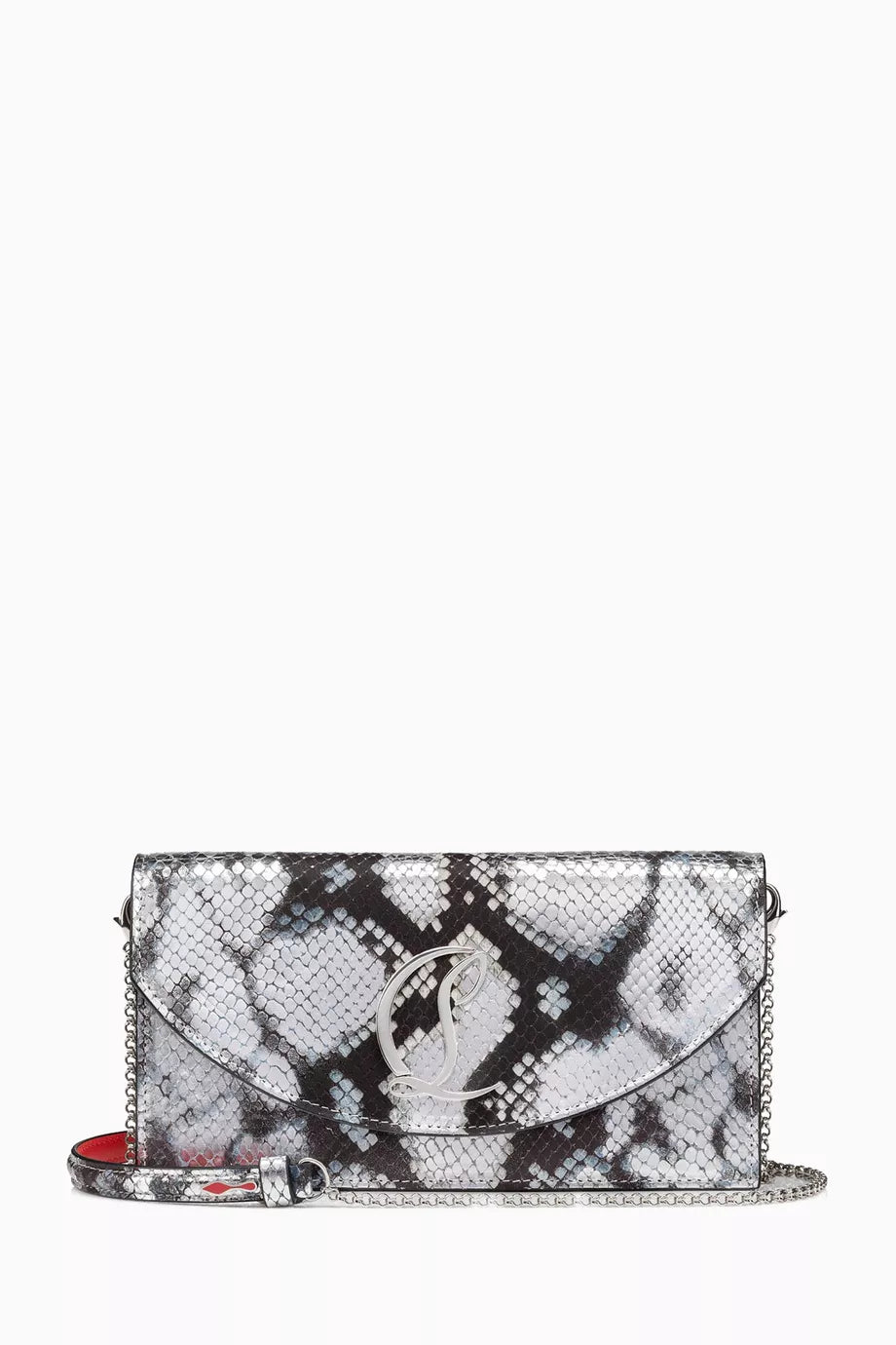 Loubi54 Clutch in Snake-embossed Metallic Leather