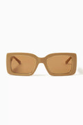 Kira Quilted Rectangular Sunglasses in Acetate