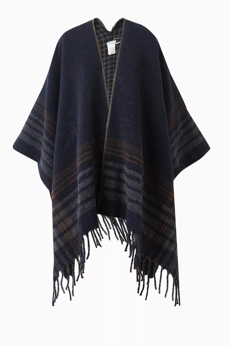 Fringed Cape Poncho in Alpaca Wool-blend