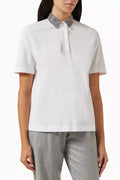 Embellished Polo T-shirt in Cotton