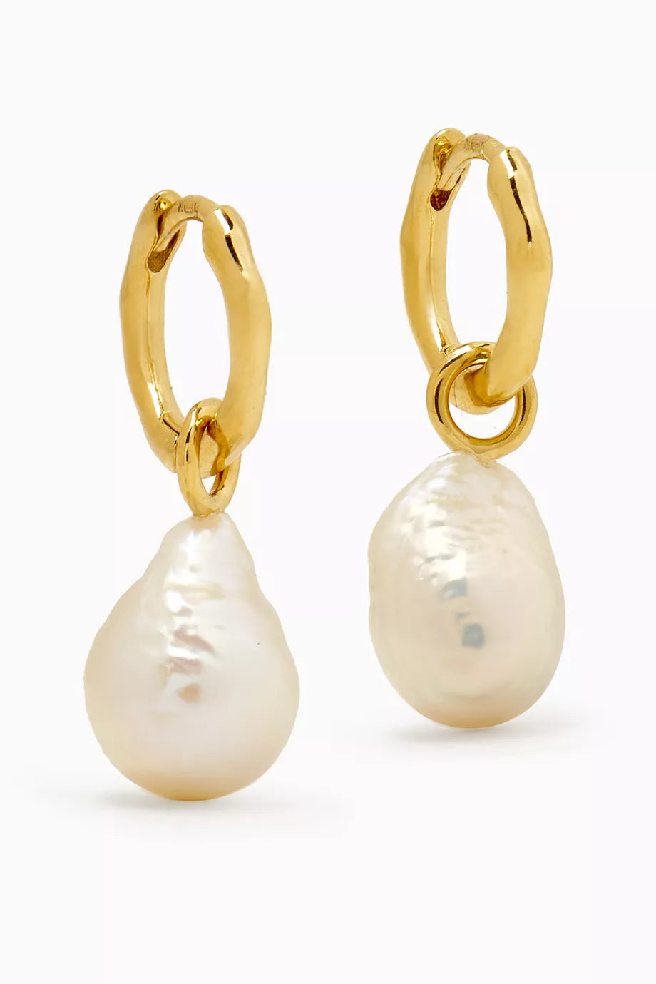 Baroque Pearl Hoop Earrings in 18kt Recycled Gold-plated Sterling Silver