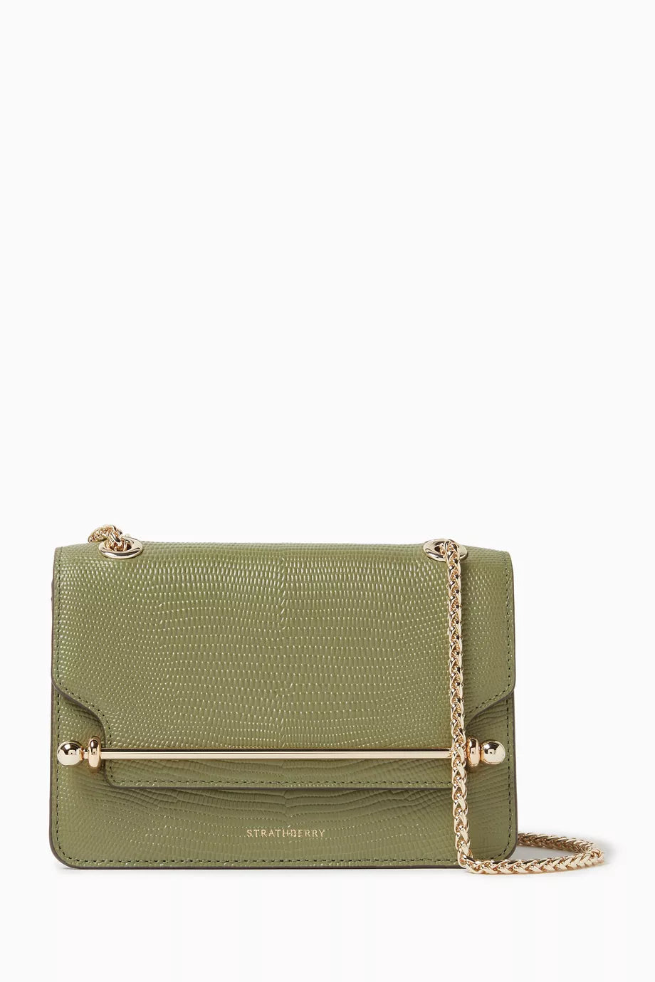 Mini East/West Shoulder Bag in Lizard-embossed Leather