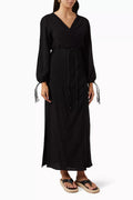 Cahkiy Maxi Wrap Dress in Cotton-jute
