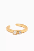 Crystal & Pearl Single Ear Cuff in Gold-plated Brass