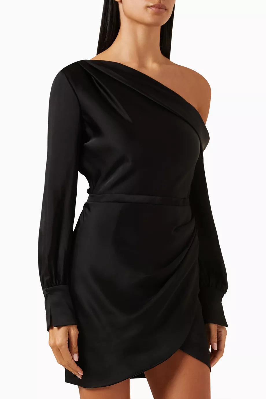 Cameron One-shoulder Mini Dress in Satin
