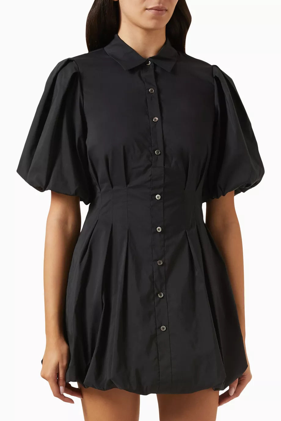 Cleo Pleated Mini Dress in Poplin