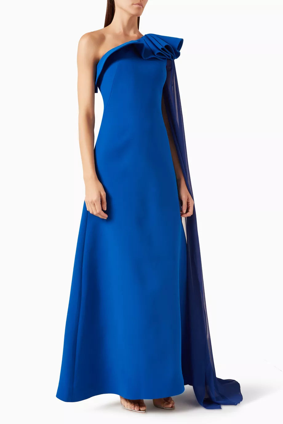 One-shoulder dress in Crepe