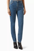 High-waisted Slim-fit Jeans in Denim
