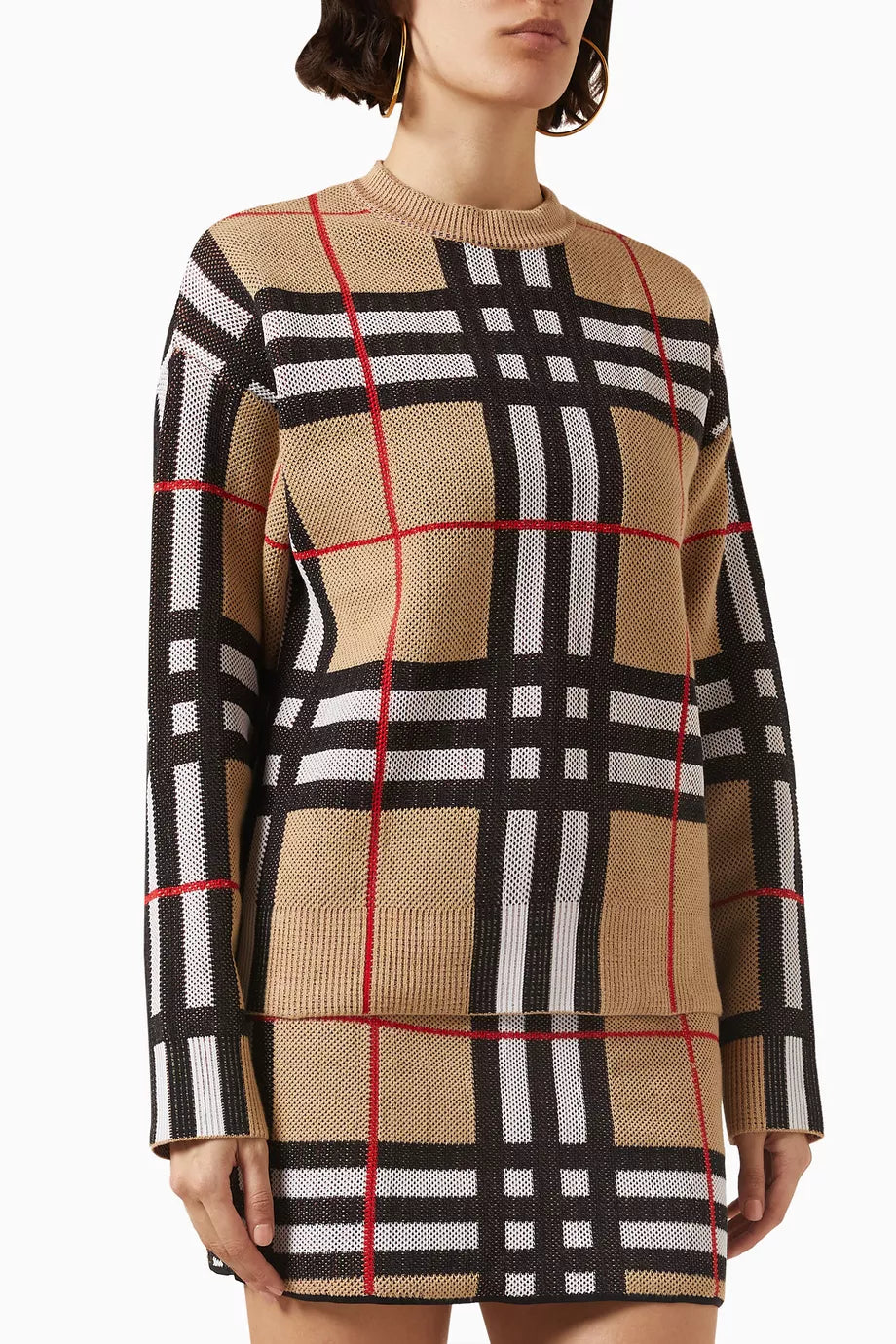 Harietta Check Sweater in Cotton-knit