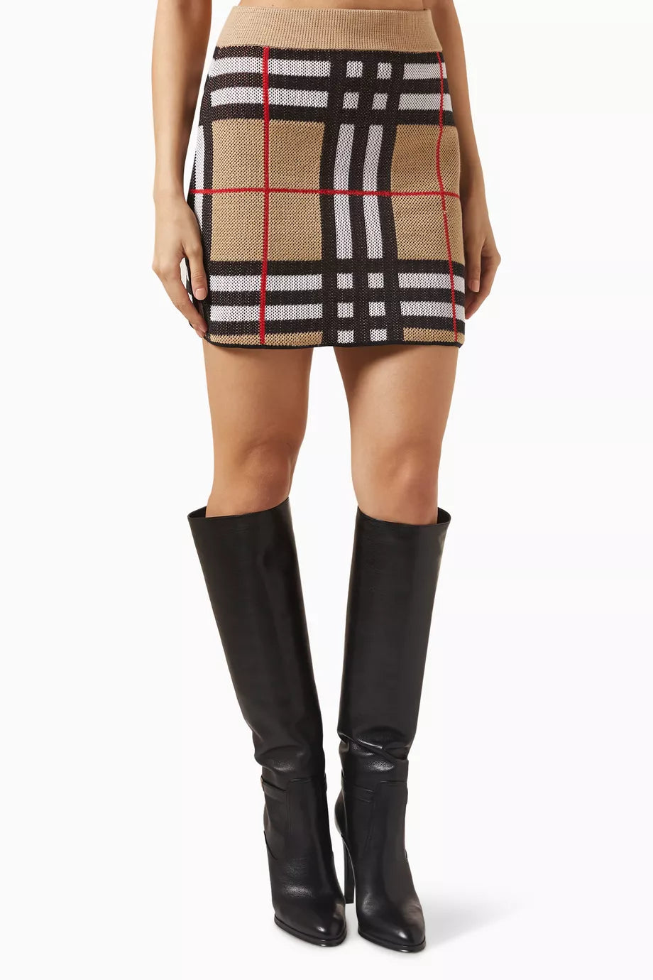 Hazel Check Mini Skirt in Cotton-knit