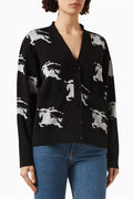 Brittany Intarsia Buttoned Cardigan in Cotton-silk
