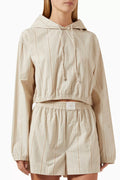 Clovis Logo Striped Crop Hoodie in Cotton