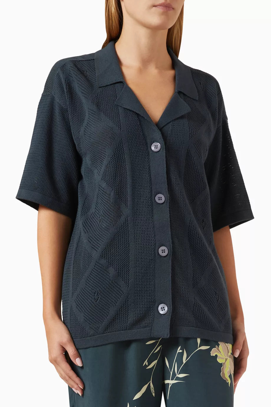 Elena Diamond Shirt in Organic Cotton-blend Knit