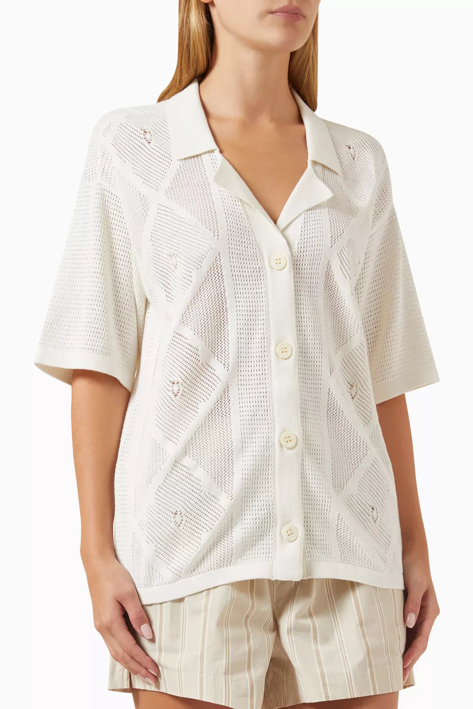 Elena Diamond Shirt in Organic Cotton-blend Knit
