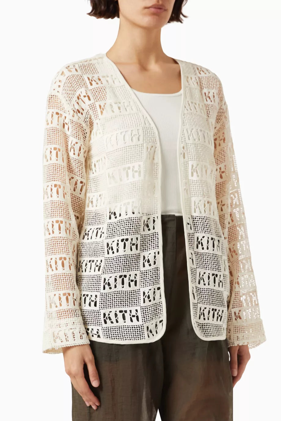 Ethan Logo Cardigan in Cotton Lace