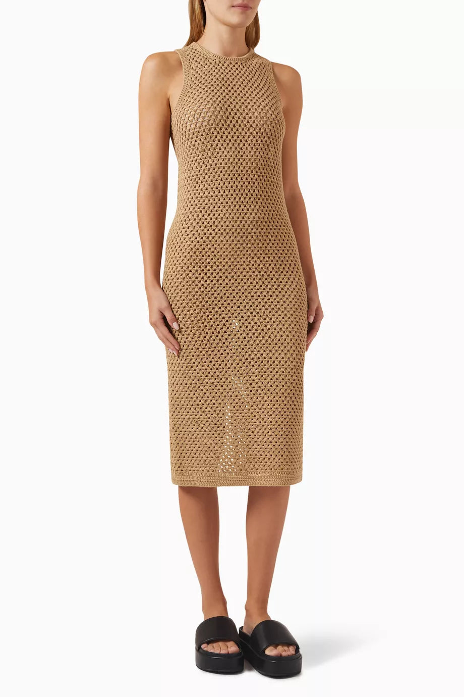 Lyra Crochet Midi Dress in Organic Cotton-knit
