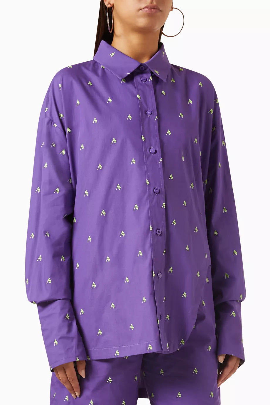 Diana Logo-print Oversized Shirt in Cotton-poplin