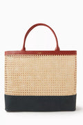 Kaden Cane Tote Bag in Straw