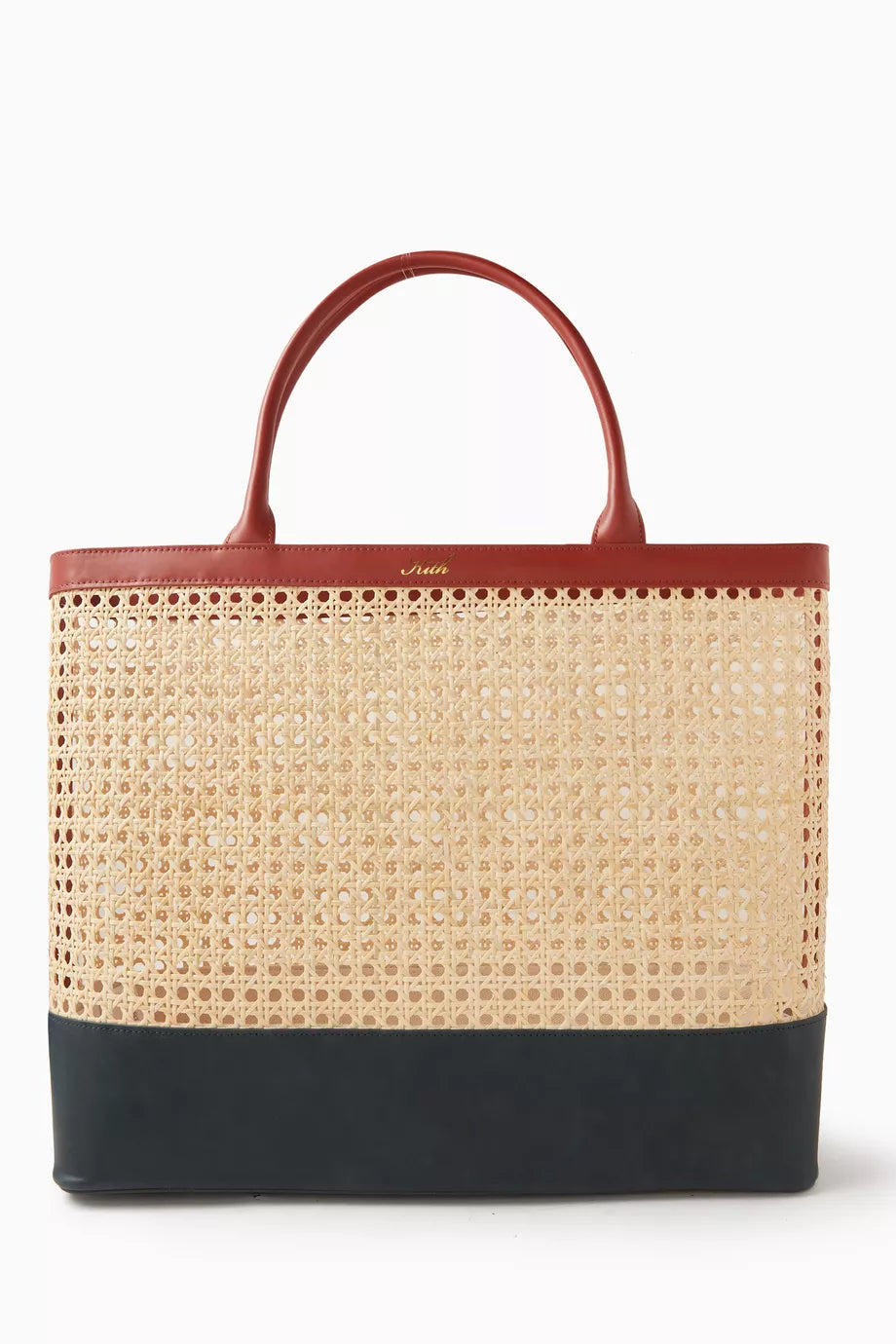 Kaden Cane Tote Bag in Straw