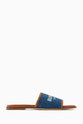 Carolyn Logo Slides in Denim