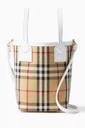 Mini London Tote Bag in Check Canvas & Leather