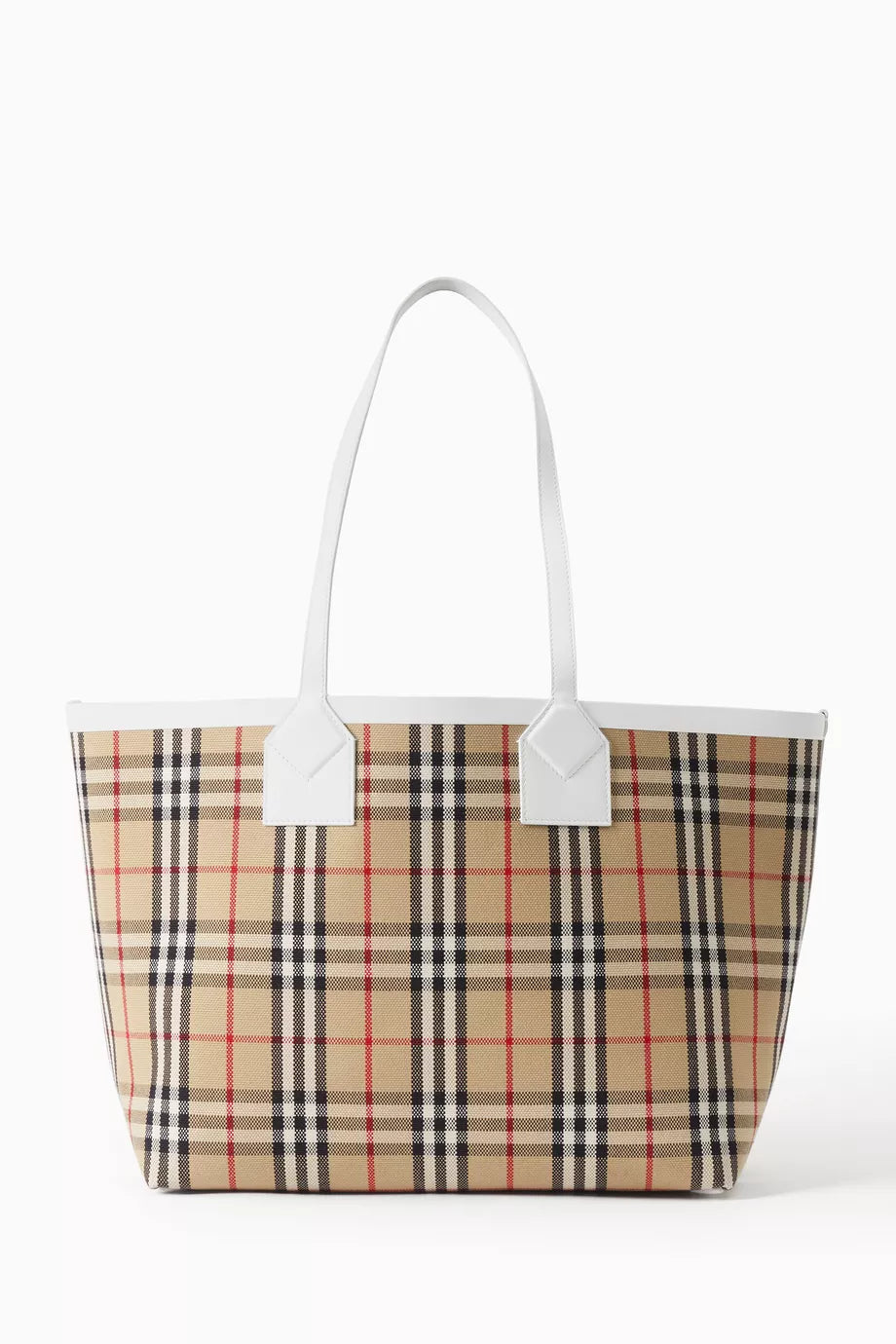 Medium London Tote Bag in Vintage Check Canvas & Leather