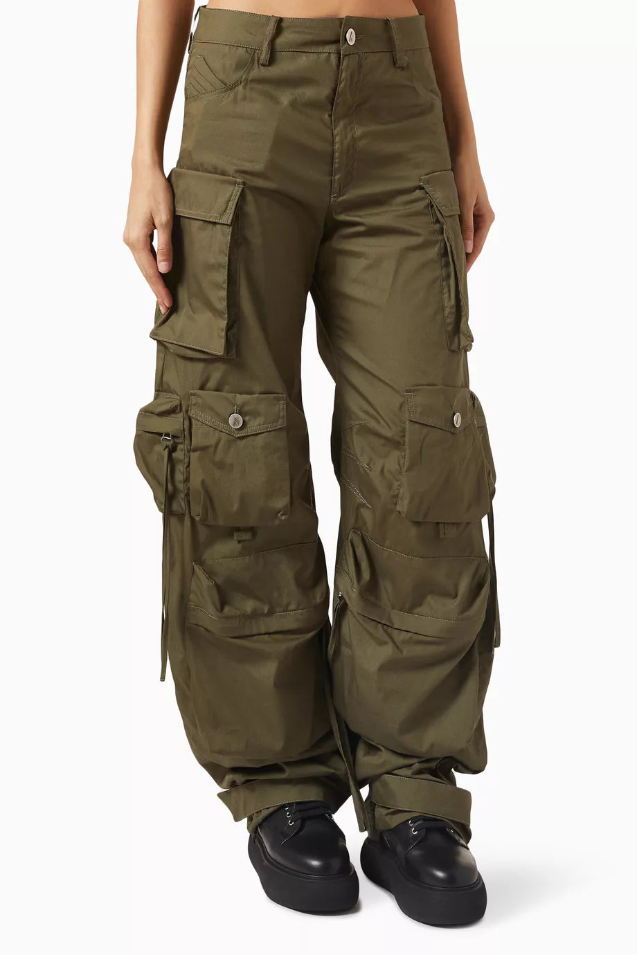 Fern Oversized Cargo Pants in Satin
