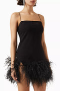 Fujiko Feather-trim Mini Dress in Crepe