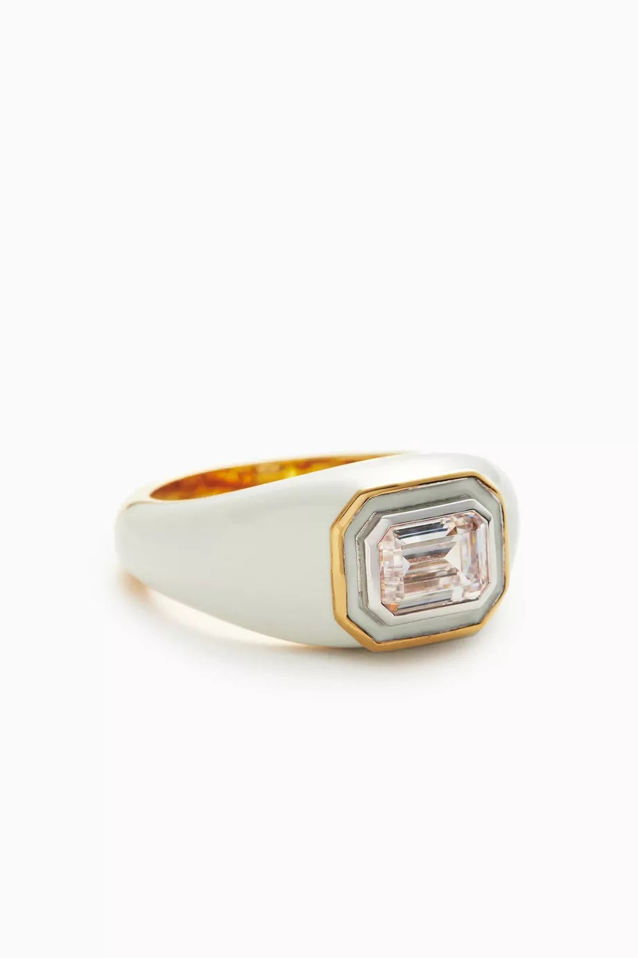 Enamel & Stone Dome Statement Ring in 18kt Recycled Gold-plated Vermeil