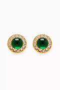 Rediscovered 1980s Faux Emerald Clip-on Stud Earrings
