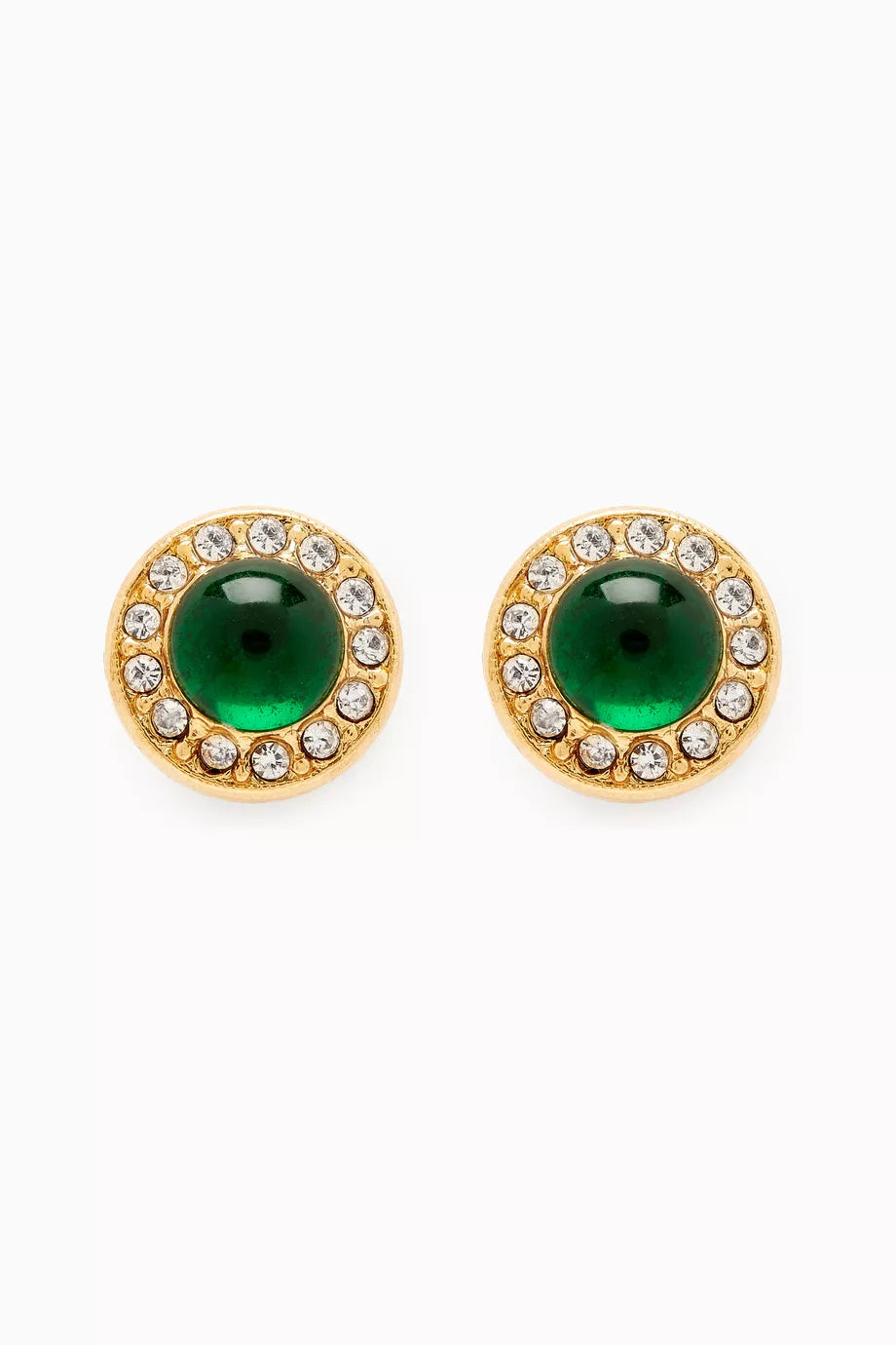 Rediscovered 1980s Faux Emerald Clip-on Stud Earrings