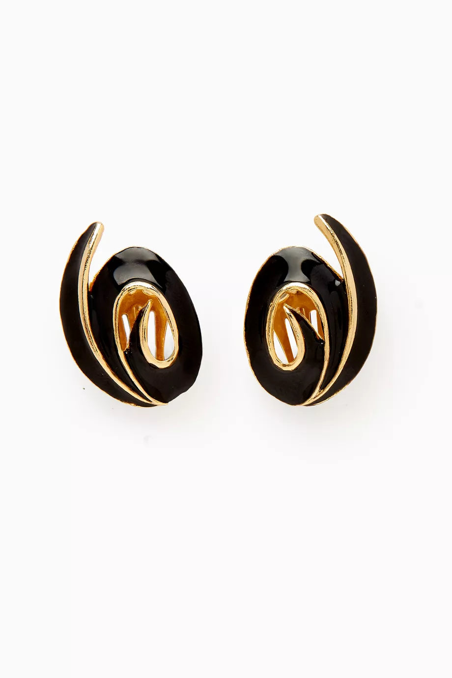 Rediscovered 1980s Enamel Swirl Clip-on Earrings