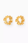 Gaia Pearl Stud Earrings in 24kt Gold-plated Brass