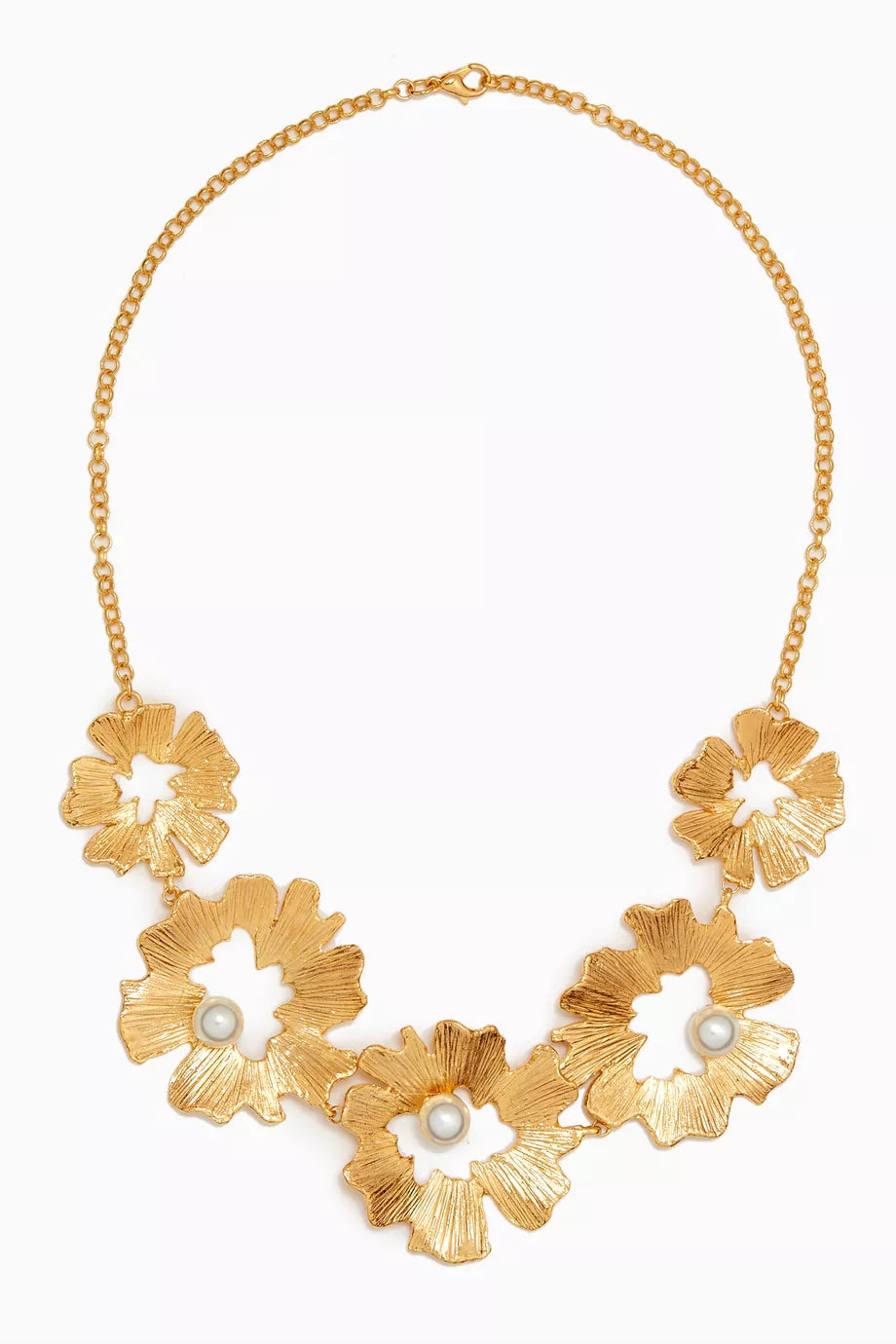 Gaia Pearl Necklace in 24kt Gold-plated Brass