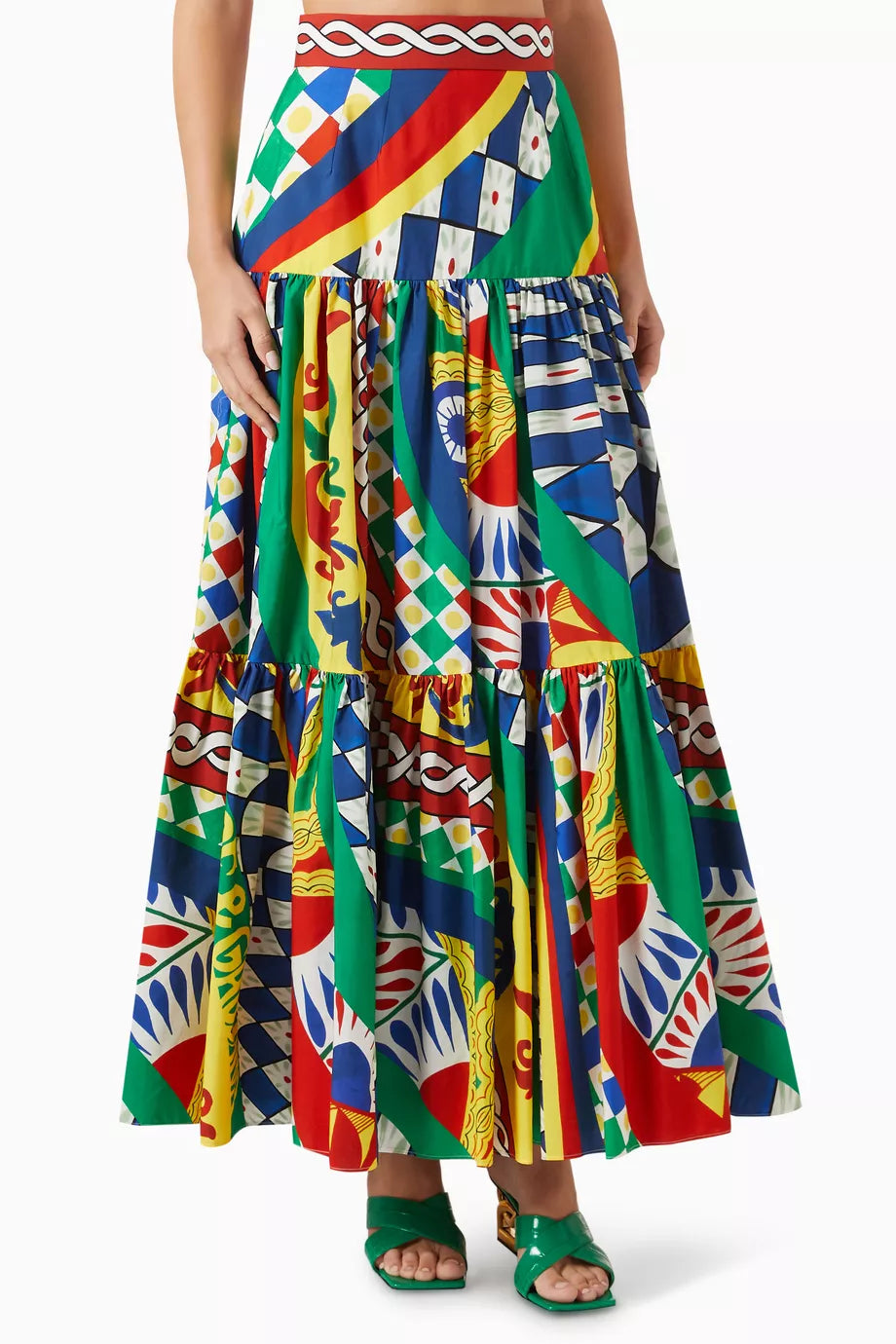 Carretto-print Maxi Skirt in Cotton