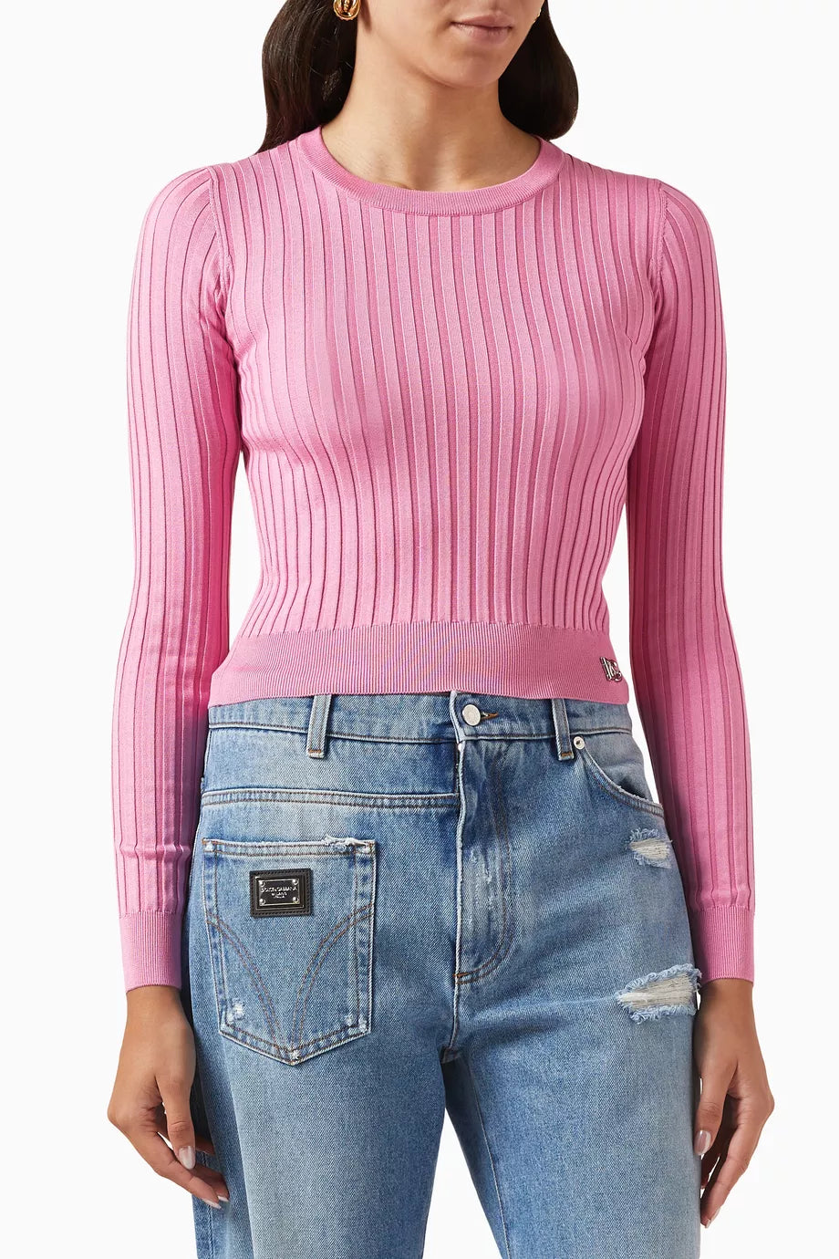Ribbed Crop Sweater in Silk