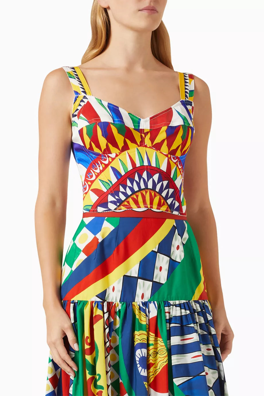 Carretto-print Bustier Top in Charmeuse