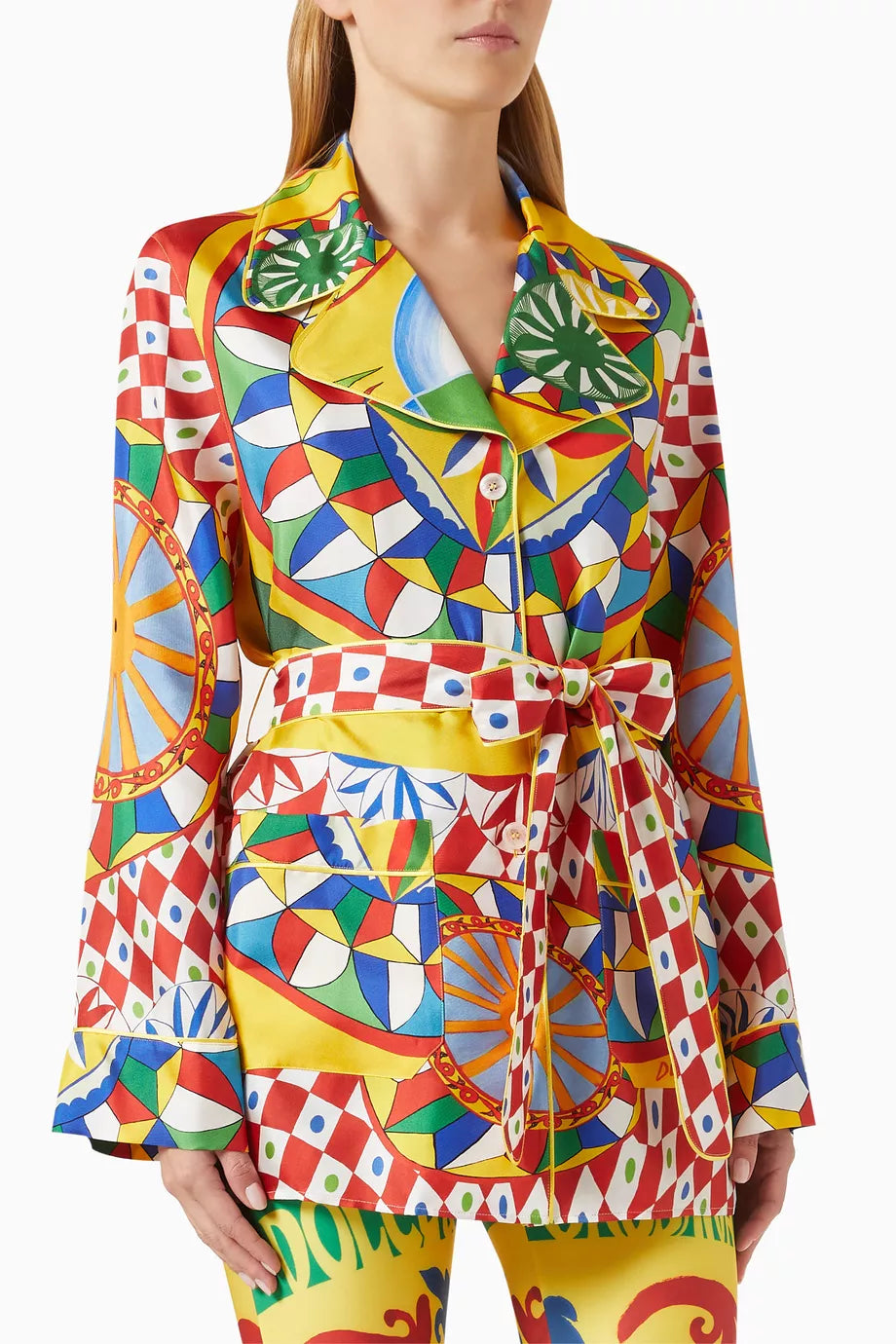 Carretto-print Pajama Shirt in Twill