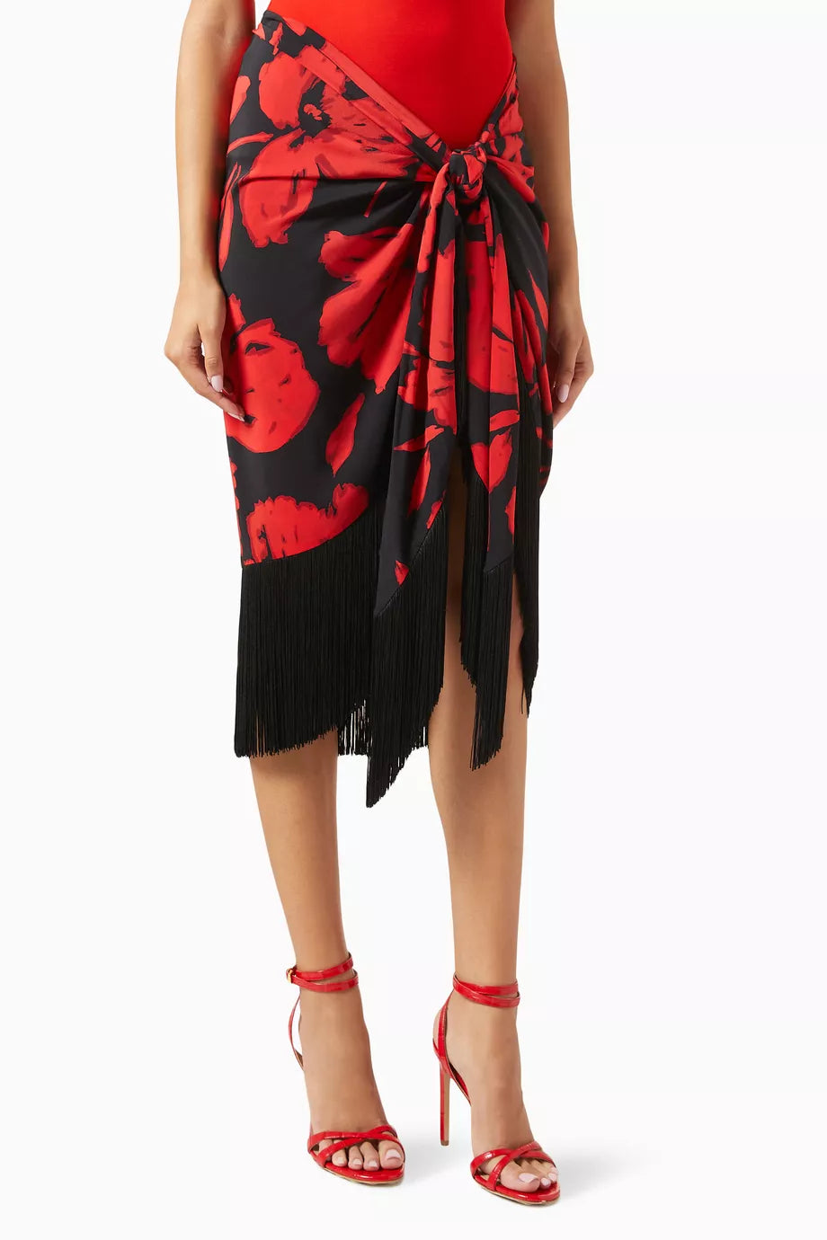 Floral Fringe Sarong in SIlk