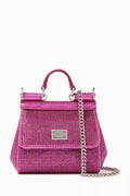 Mini Sicily Top-handle Bag in Rhinestones Satin