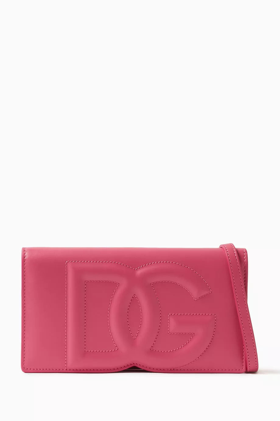 Mini Logo-embossed Wallet on Chain in Leather