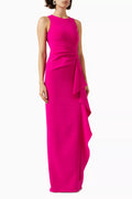 Drape Ruffle Dress in Crepe