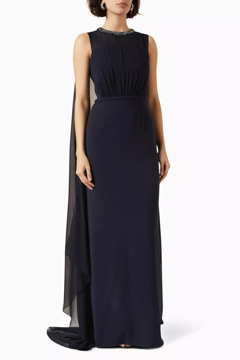 Embellished Neckline Dress in Chiffon
