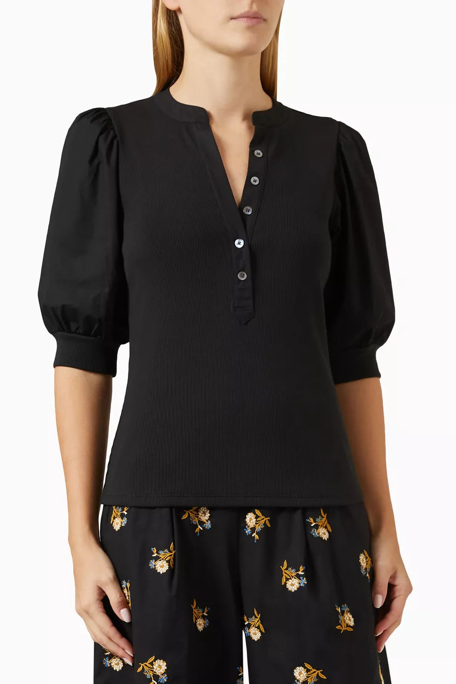 Coralee Puff Sleeve Top in Cotton