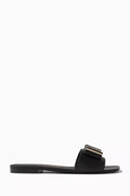 Lyana Double Bow Slides in Leather