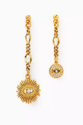 Clusty Mismatch Pendant Earrings in Gold-plated Brass
