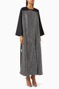 Embellished Box-lace Abaya in Linen